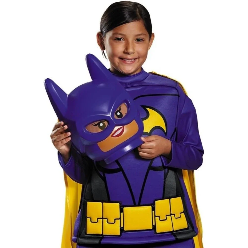Batgirl LEGO Movie Deluxe Girls Costume M 7–8 – Tunic Cape Mask Mitts -No Pants - Picture 8 of 16
